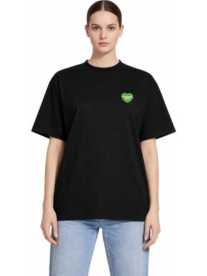 Camblys Unisex Kadın Erkek Carhart Wıp Kalp Ön Logo Oversize Kalın Kumaş Bol Kesim Pamuklu T-Shirt