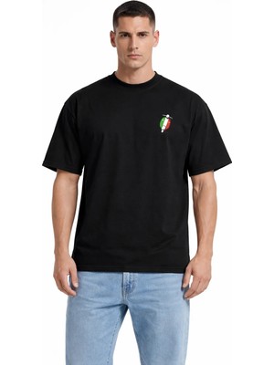 Camblys Unisex Kadın Erkek Motor Tasarım Ön Baskılı Oversize Kalın Kumaş Bol Kesim Pamuklu T-Shirt
