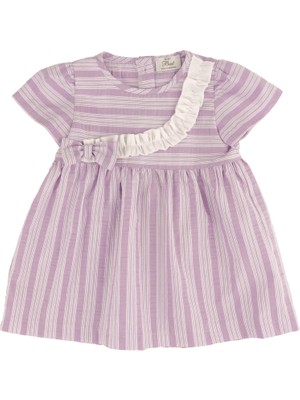 Best Kids Fırfır Detaylı Çizgili Elbise Lila