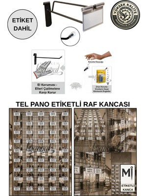 Manken İstanbul 10 Adet 20 cm Etiketli Siyah Tel Pano Kancası - Koruma Kauçuklu - Ekstra Güçlü - Raf Askısı