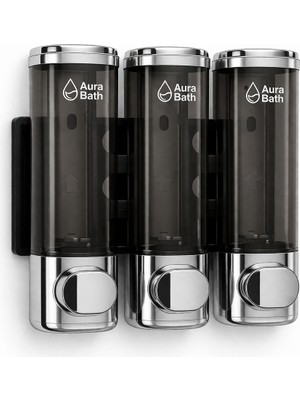 Aura Bath 3’lü Duvara Monte Sabunluk Şampuan Duş Jeli Dispenseri Sızdırmaz Organizer 3X300ML
