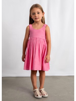 Mayoral Kız Çocuk Çiçek Desenli Jakarlı Abiye Elbise 3925 Pembe