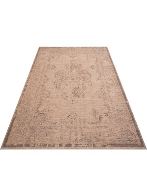 Eko Halı Liza Kilim Liz 06 Vizon Xw Vintage Tarz Yumuşak Tuşeli Çamaşır Makinesinde Yıkanabilen Kaymaz Tabanlı Şık Kilim