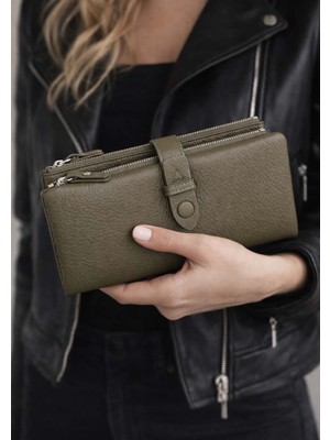 Derise Club Kadın Haki Renk Deri Cüzdan Kartlık El Portföyü
