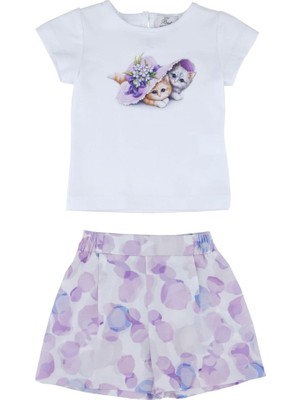 Best Kids Kedili Şortlu Takım Lila