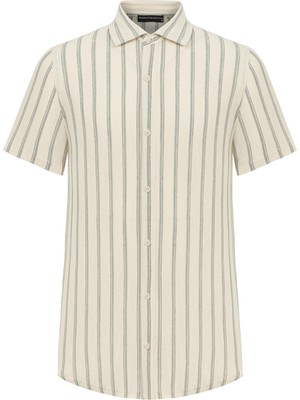 MUDO Çizgili Kısa Kollu Regular Fıt Gömlek