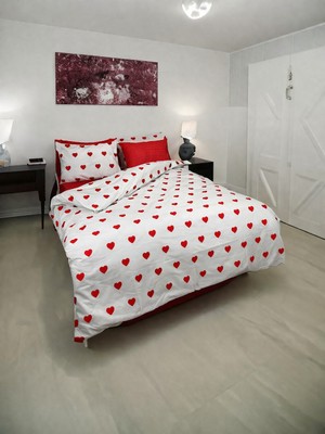 Lila Moon Almira Kalp Desenli Lastikli Çarşaflı Tek Kişilik Nevresim Takımı