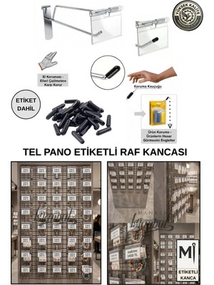 Manken İstanbul 400 Adet 15 cm Etiketli Tel Pano Kancası - Koruma Kauçuklu - Ekstra Güçlü - Raf Askısı - Raf Kancası