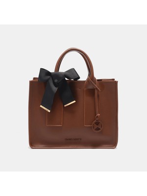 Black Ribbon Pure Midi Kadın El Çantası Taba Deri Mıknatıslı Kapama Casual Tasarım