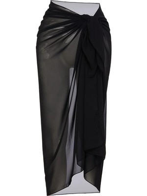 Çamaşır Kenti Kadın Siyah Bodrum Stili Bağlama Detaylı 150X75 Pareo