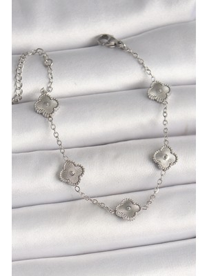 Nexgen 316L Çelik Gümüş Renk Işlemeli Baby Boy Yonca Model Kadın Bileklik