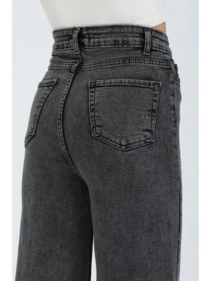 ArVib Kadın Füme Yüksek Bel Wide Leg Jean Pantolon