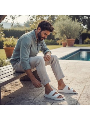 Minahobi Islak Zemine Uygun Iki Toka Ayarlanabilir Erkek Terlik