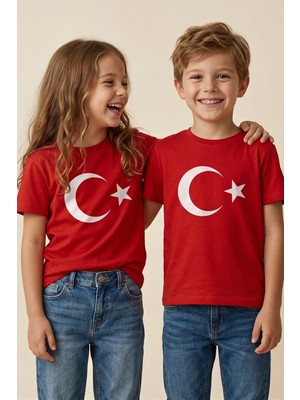Zuzunga Türk Bayrağı Baskılı Kırmızı Renk T-Shirt