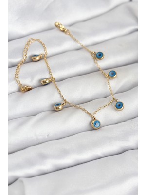 Nexgen 316L Çelik Gold Renk Minimal Nazar Model Kadın Bileklik