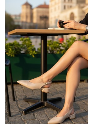 Enoch Kadın Kavisli Burunlu Yanı Açık Pencereli Alçak Topuklu Arkası Açık Ayakkabı