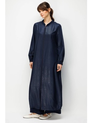 Micca Crocodıle Özel Desen Soft Kumaş ve Yaka Kol Ipekçe Garni Zamansız Ferace-Laci