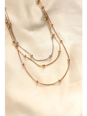 Nexgen 316L Çelik Karışık Renkli Topçuk Tasarımlı Çoklu Kolye