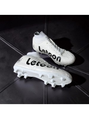 Letoon Erkek Beyaz Dişli.çoraplı Halısaha Krampon