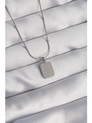 Nexgen 316L Çelik Gümüş Renk Kare Charm Model Kolye