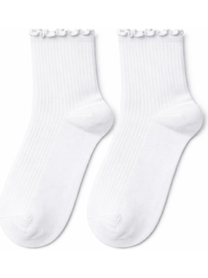 QUALITY WALKING Dikişsiz Pamuk Fırfırlı Kadın Çorap Yumuşak Dokulu Şık Tasarı