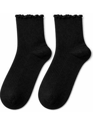 QUALITY WALKING Dikişsiz Pamuk Fırfırlı Kadın Çorap Yumuşak Dokulu Şık Tasarı