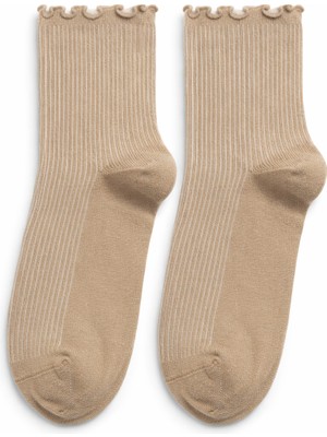 QUALITY WALKING Dikişsiz Pamuk Fırfırlı Kadın Çorap Yumuşak Dokulu Şık Tasarı