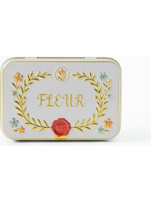 DAKS Beyaz (107 x 72 x 50 mm) - Premium Fleur Gold Kabartmalı Metal Hediyelik Dekoratif Saklama Kutusu