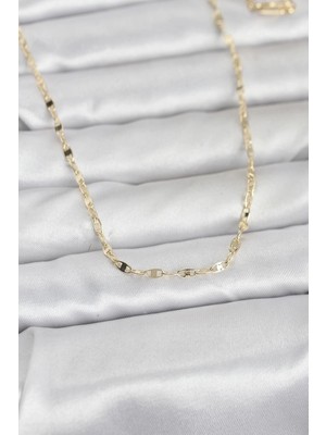 Nexgen cm 14K Gold Renk Yassı Gemici Zincir Model 60 cm Kadın Kolye