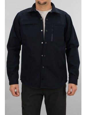 Souris Erkek Koyu Lacivert Slim Fit Softshell Gömlek Ceket Su Itici ve Rüzgara Dayanıklı