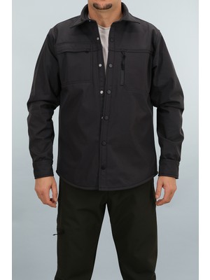 Souris Erkek Füme Slim Fit Softshell Gömlek Ceket Su Itici ve Rüzgara Dayanıklı