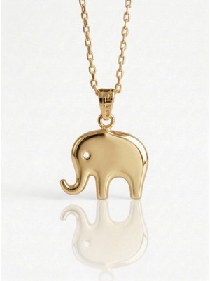 Ashak Accessories Kadın 925 Ayar Gümüş Zincirli Minimalist Fil Kolye