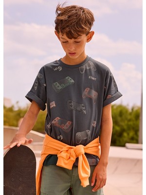 Mayoral Erkek Çocuk Desenli T-Shirt Gri - 06038