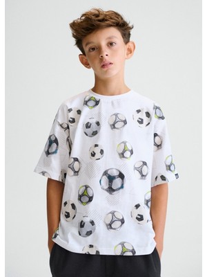 Mayoral Erkek Çocuk Desenli T-Shirt Beyaz - 06038