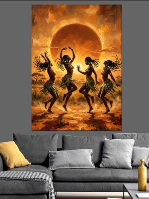 Tablomega Ay Işığında Dans Eden Yerli Kadınlar Dekoratif Kanvas - Mdf Ahşap Tablo