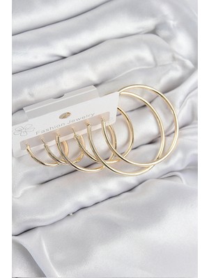 Nexgen Pirinç Halka Model Gold Renk Kadın Set Küpe