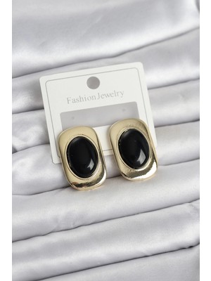 Nexgen Siyah Renk Kare Model Vintage Kadın Küpe