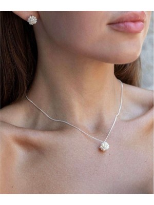 Taşmir Sertifikalı 925 Ayar Gümüş Çiçek Inci Kolye