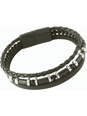 Hematit Mıknatıslı Deri Bileklik