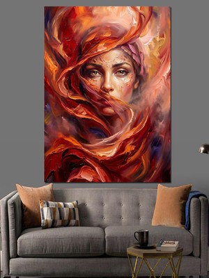 Tablomega Rüzgarda Saçları Uçuşan Modern Kadın Dekoratif Kanvas - Mdf Ahşap Tablo