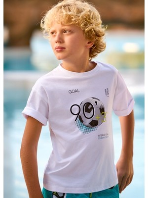 Mayoral Erkek Çocuk Desenli T-Shirt Beyaz - 06036