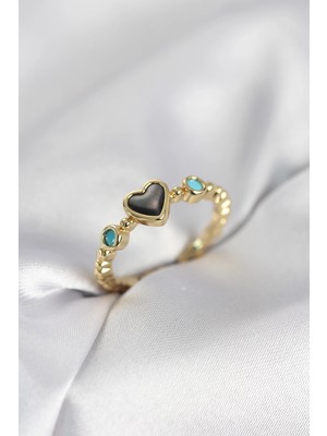 Nexgen Gold Renk Hematit Taşlı Kadın Yüzük