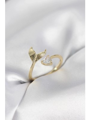 Nexgen Balık Kuyruğu Model Gold Renk Zirkon Taşlı Kadın Yüzük