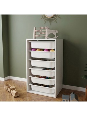 Seven Madame Kids Club Sora 6 Sepetli |mid Oyuncak Dolabı | 46X30X83 cm | Çocuk Odası Düzenleyici | Çok Amaçlı Dolap