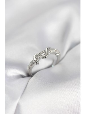 Nexgen Gümüş Renk Zirkon Taşlı Sarmal Yılan Model Kadın Yüzük