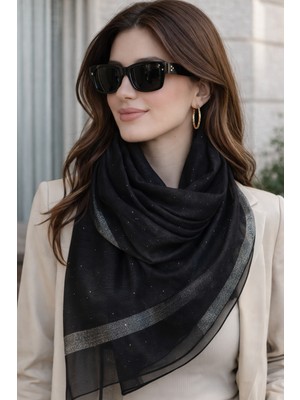 Sacce Scarves & Accessories Ipek Görünümlü Sim Şeritli Işıltılı Şal – Zarif, Hafif ve Şık Ipek Şal