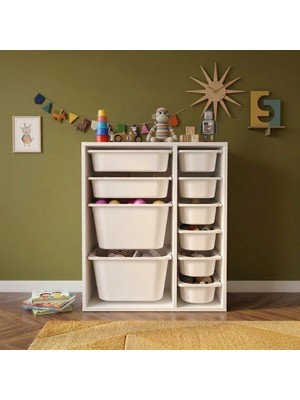 Seven Madame Kids Club Lora 10 Sepetli Mıx Oyuncak Dolabı |  70X30X83 cm | Çocuk Odası Düzenleyici | Çok Amaçlı Dolap