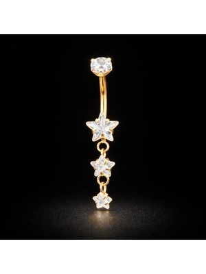 Rupen Kraft %100 G23 Titanyum Yıldız Detaylı Sallantılı Titanyum Göbek Piercingi