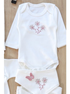 Sitilin Kız Bebebek Yenidoğan Kanaviçeli  10 Lu  % 100 Pamuk Işlemeli Lüks Hastane Çıkışı Zıbın Seti STL7174