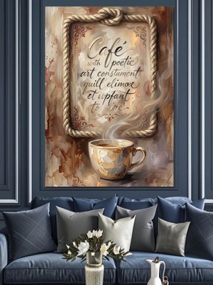 Karizma Tablo Halat Çerçeveli Cafe Yazılı Tablo Dekoratif Kanvas - Mdf Ahşap Tablo